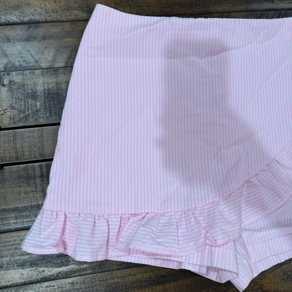 Lilly Pulitzer Faye Seersucker Capri Coral Pink Preppy Ruffle Feminine Skort 10 - Picture 5 of 15